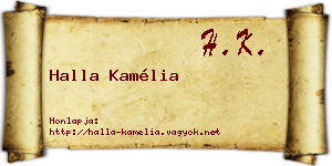 Halla Kamélia névjegykártya